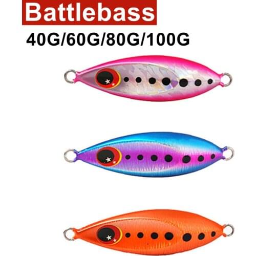 BATTLEBASS 40G 60G 80G 100G Metal Jig Spoon Lure Artificial Bait Shore Slow Jigging Super Hard Saltwater Lures Long Sho