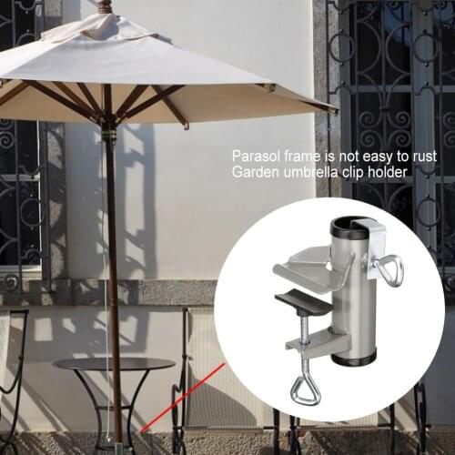 Upgrade Parasol Holder Garden Umbrella Fixing Clip Bracket Heavy Duty Umbrella Holder Outdoor Table Balcony Railing Fixed Stand