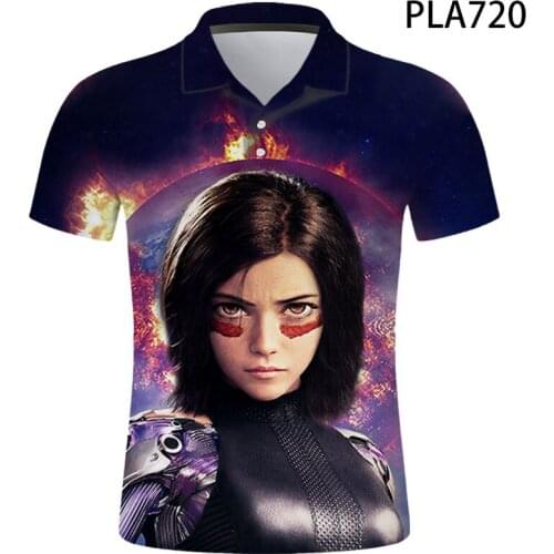 2020 New Ropa De Hombre Alita Battle Angel Fashion Casual Short Sleeve Summer 3D Printed Men Shirts Streetwear Cool Polo Homme