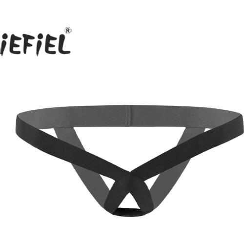 Men Hollow Out Low Waist Elastic Thongs Briefs Underwear Jockstrap T-back Exotic Underpants for Lingerie Party Performance