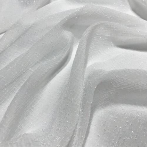 Soft White Glitter Shiny Organza tulle Fabric for Dress Shirts, by the Meter