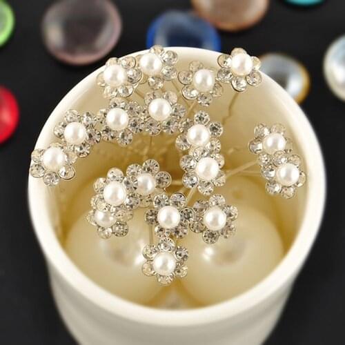 Lot 20Pcs Wedding Bridal Flower Faux Pearl Crystal Hair Pins Clips Bridesmaid Wedding U-shape Hairpins Princess Match