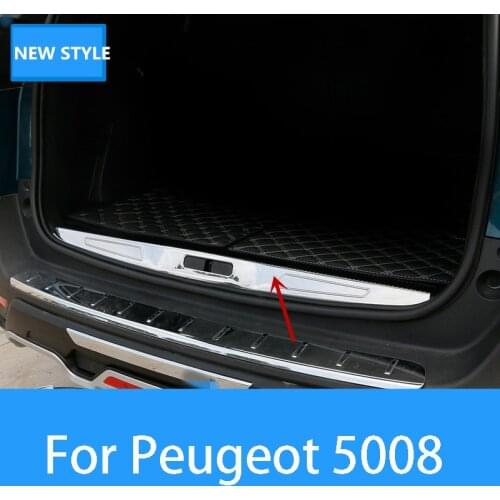 For Peugeot 5008 2017-2019 stainless steel Interior Rear Trunk Bumper Scuff Plate Door Sill Rear Bumper Protector Sill