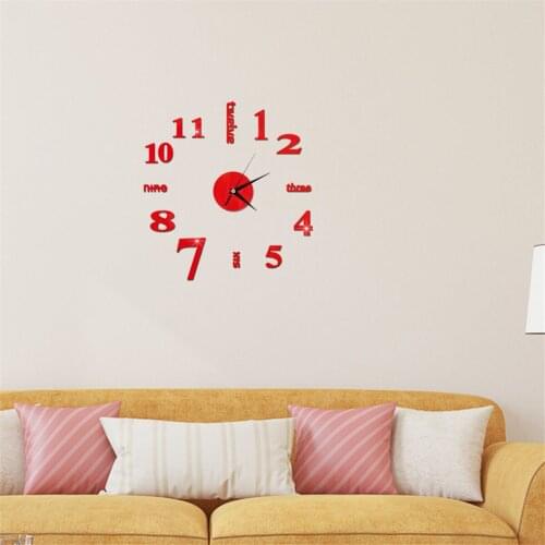 Diy Wall Clock Promotion New Large Roman Mirror Fashion Modern Quartz Clock Living Room Stickers Home Decoration