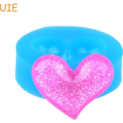 PYL548U 27.6mm Heart Silicone Mold - Jewellery DIY Mould Cupcake Toppers Fondant Craft Resin Polymer Clay, Chocolate, Candy Mold