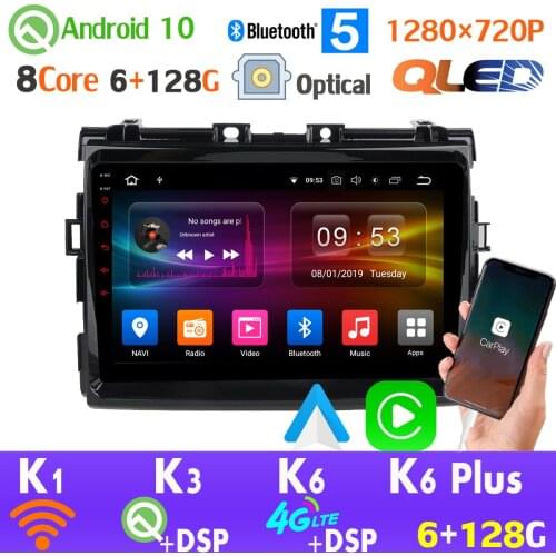 QLED 1280*720P 6G+128G Android 10.0 Car GPS Radio For Toyota Previa Estima Tarago 2006-2012 AHD 1080P CarPlay Head Unit HDMI