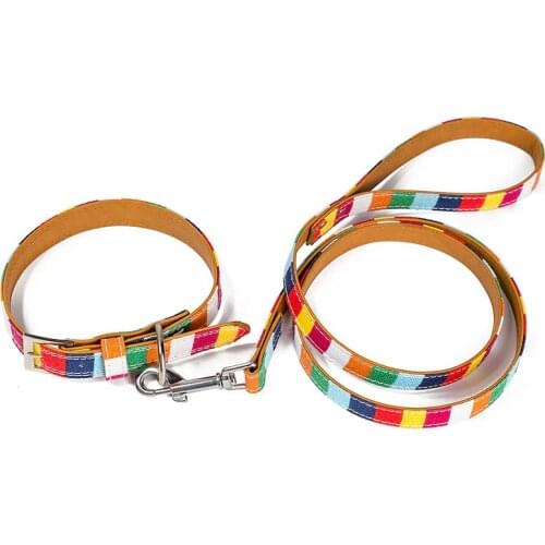 Rainbow Pet Dog Collar Xmas Gift Soft Cat Leads Safety Puppy Chihuahua Collars Leash For Small Dogs Pet Supplies XXS XS M L