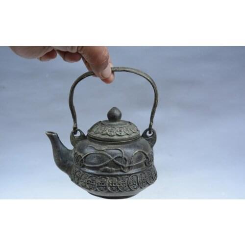 Rare old Qing Dynasty (QianLong1711-1799)bronze Flagon/Teapot,Sculpture money,Free shipping