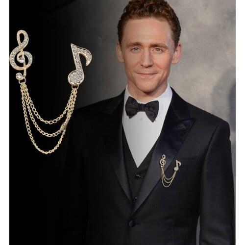 Luxury Crystal Musical Note Brooches Clothing & Accessories Coat Suit Scarves Shawl Badges Lapel Pin Music Teacher Gifts for Men