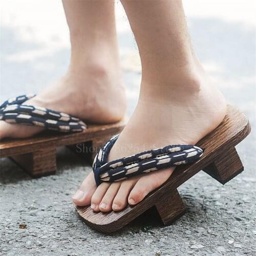 Geta 13Colors Anime Cosplay Slippers Men Samurai Costume Japanese Style Sandals Flat Wooden Shoes Clogs Woman Flip-flops Wooden