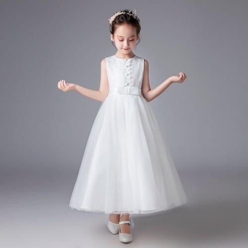 Party White Long Children Girl Dress Flower Girl Clothes Kids Formal Wedding Birthday Vestidos Girls Clothes for 14 T RKF184041