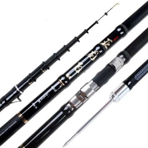 Retractable carbon fishing rod 4.9m-9m ultra-light and hard positioning 19 adjustable fishing rod portable rotating fishing rod
