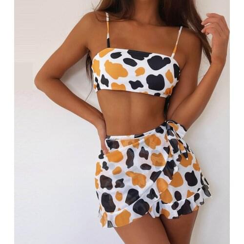 Swimsuit Women 2021 Free Shipping Lady Sexy Containing Chest Pad Solid Bikini Set Three Piece Swimsuit bañador anabel pantoja E1