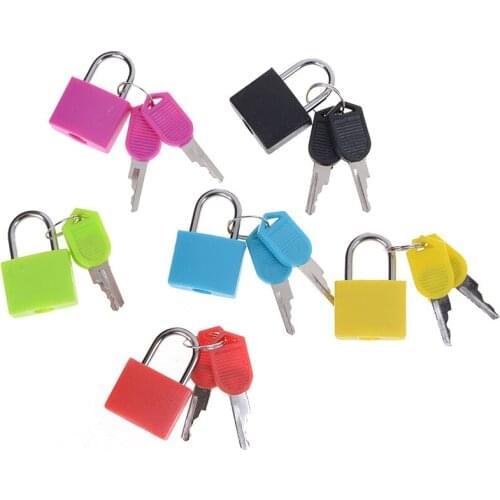 1PCS 30x23mm Small Mini Strong Steel Padlock Travel Suitcase Diary Lock With 2 Keys Colored plastic case padlock Decoration