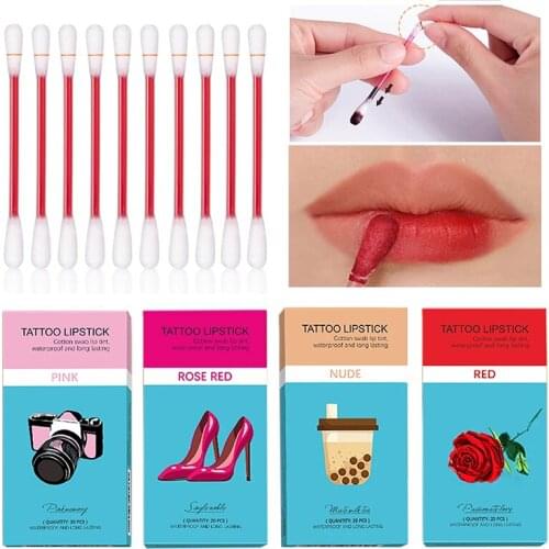 20pcs/box Lipstick Cigarette Case Cotton Swab Lipsticks Tattoo Lipstick Lipgloss Long Lasting Waterproof Cosmetics for Women