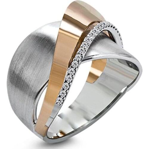 2020 Fashion Double Color Ring Men Cocktail Party Finger Accessories Paw Setting Micro Crystal Birthday Jewelry For Male