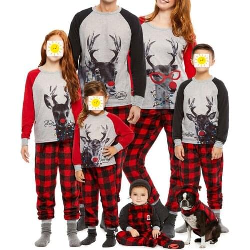 2020 Cartoon Deer Print Women Men Kids Family Matching Clothes Family Look Outfit Sleepwear New Family Christmas Pajamas Set