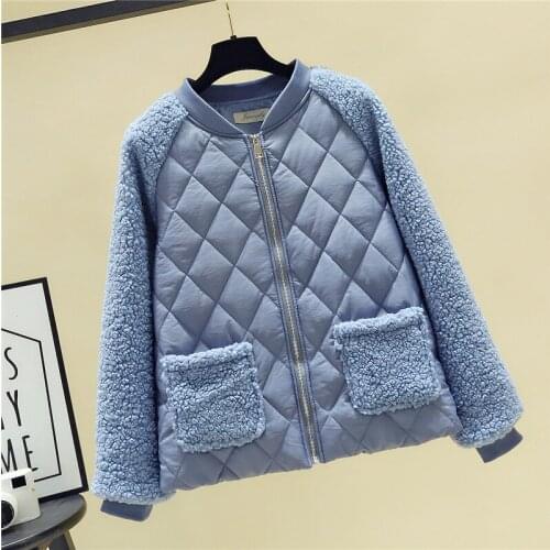 2021 Winter Fashion Women Long Sleeve Cashmere Patchwork Loose Parkas Jacket Pocket Plaid Solid Stylish Outfit Coat
