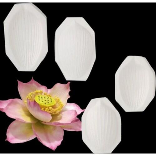 4Pcs Lotus Texture Silicone Mold Fondant Mould Cake Decorating Tool Chocolate Gumpaste Mold, Sugarcraft, Kitchen Accessories