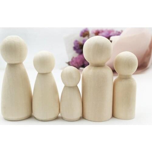 40PC (5 type,each type 8pc) Girl/Boy Peg Dolls Solid Hardwood Natural Unfinished Turnings-Ready Paint Stain-Waldorf Wooden beads