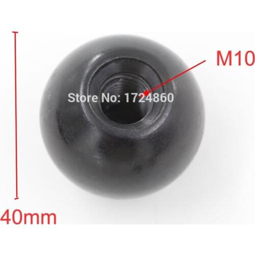 5 Pcs M10 Black Round Plastic 10mm Thread Dia 40mm Dia Ball Lever Knobs Machine Tools
