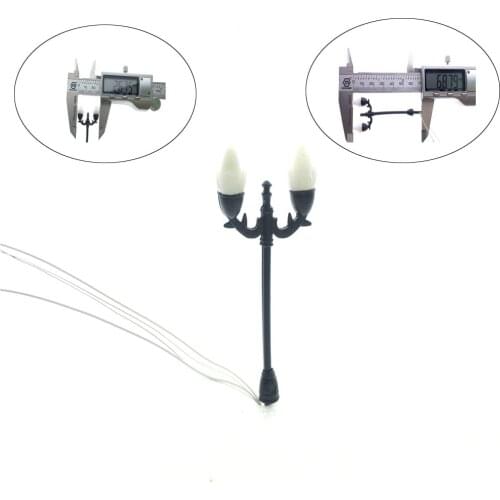 50pcs Model Garden Lamps HO Scale 1:100 Black Model Layout Single Head Garden Lights Lamppost Landscape Light Model
