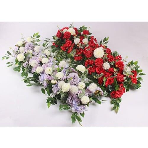 50CM DIY Wedding Iron Arch Backdrop Silk Peonie Rose Flower Wedding Flower Wall Arrangement Supplies Artificial Flower Row Decor