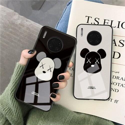 BONVAN Tempered Glass Case For Huawei Nova 2 Plus 2s 2i 3 3i 3e Cartoon Hard Cover For Huawei 4 4e 5 5i Pro 5T Bear Couqe Capa