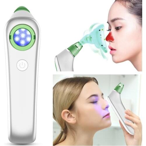 Electric Blue Light Facial Beauty T Zone Pore Blemish Cleaner Tightening Shrinking Pore Vacuum Suction Blackhead Acne Remover