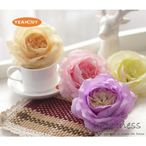 50pcs 20colors Artificail Silk European Rose Flower Head DIY Wedding Wall Arch Flower Bouquet Handmade Accessories Decoration