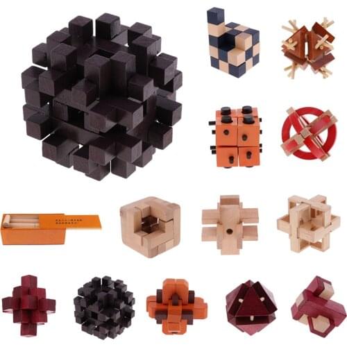 Challenge Yourself ! Disassemble and Assemble It- Classic Wooden Kong Ming Lock Brain Teaser Intelligence Puzzle Game Toy