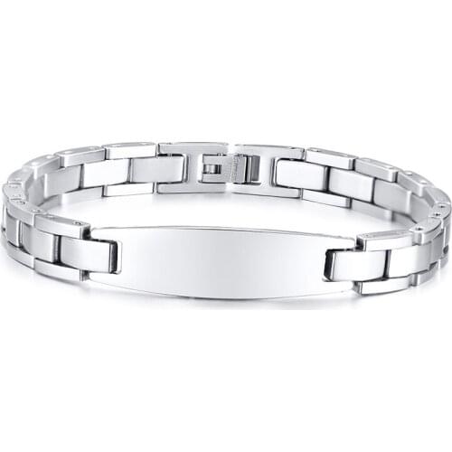 Classic Custom Silver Color stainless steel jewelry cuff bangle charm bracelet for men