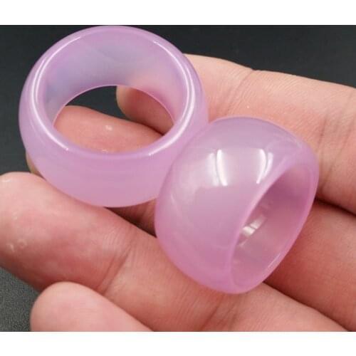 Genunine pink agate ring for men lovers with texture handmade brand jadeite jade rings jade jewelry natural stone jade