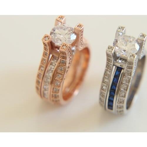 100% pure 925 sterling silver stamp 925 wholesale Big 3.99 carat cz stone fashion luxury women wedding ring set jewelry