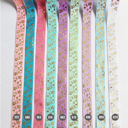 Free shipping 50 yard 7/8" gold foil printed grosgrain ribbon 12-022