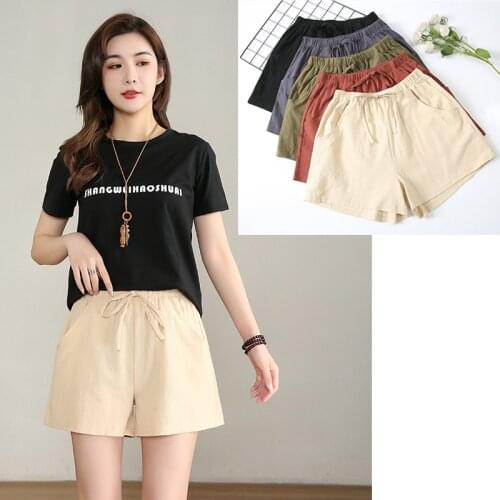 Summer Casual Sport Shorts Loose Solid Color Running Wear Cotton & Linen Comfortable Cool Jogging Shorts