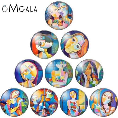 Fashion Art Oil Painting Women 12mm 14mm 18mm 20mm 25mm 30mm Photo round glass cabochon demo flatback Jewelry DIY Makings