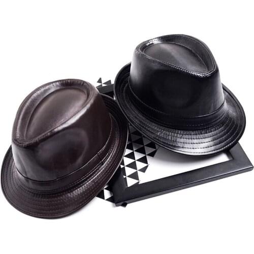 MENS Hat Pu Punk style hat cap patent leather Classic cap for party Gothic hat for business cosplay cap