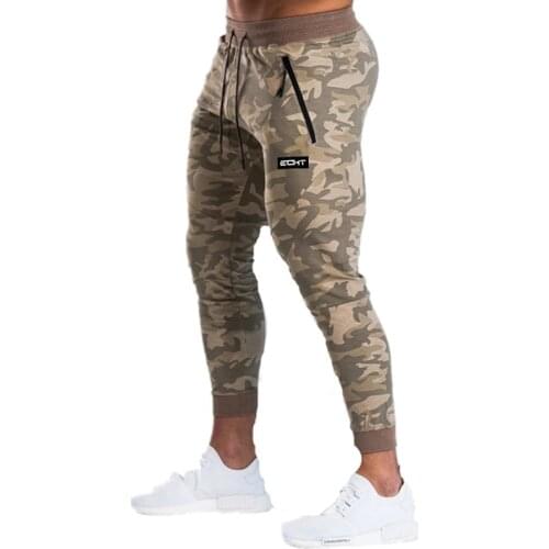 Calças dos homens dos corredores camuflagem agasalho sweatpants deporte calças de fitness casual magro pantalon esporte workout