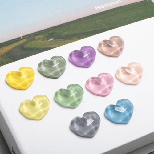 New style 50pcs/lot Water ripple color print cartoon hearts shape flatback resin beads diy jewelry earring/garment accessory