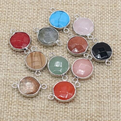 5Pcs Wholesale Natural Stone Connector Section Round Semi-Precious For Jewelry Making DIY Necklace Bracelet Anklet Accessory
