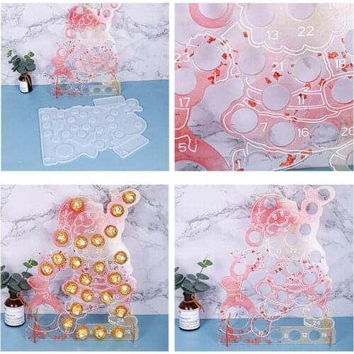 Santa Claus Countdown Calendar Stand Mold Epoxy Silicone Mold Table Soft Ceramic Plaster Ornament Pendant Home Decor