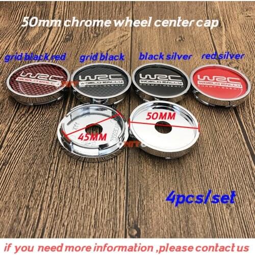 100% NEW 50mm 5cm WRC logo Wheel center cap Dust-proof chrome Wheel rim covers hubcap 4pcs/set fit for universal car series
