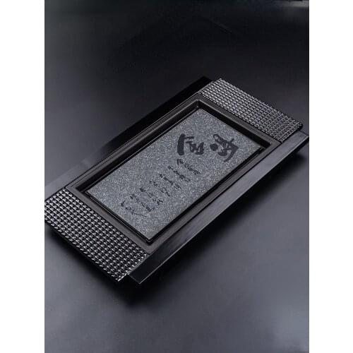 Solid Wood Luxury Tea Tray Modern Chinese Stone Table Decorative Tea Tray Drain Wooden Serving Plateau En Bois Home Decor ZP50CP