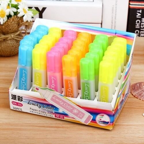36pcs colors pen stationery 4.0mm oblique pen point student office color fluorescent pen watercolor notebook pen wholesale