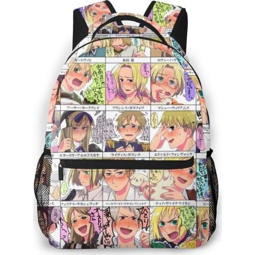 Hetalia,Axis Powers Backpack for Girls Boys Travel RucksackBackpacks for Teenage school bag