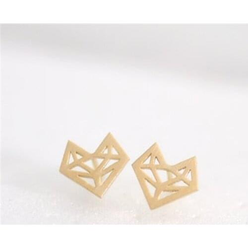 Cute Origami Fox Animal Studs Earrings Simple Origami Fox-Head Earring Jewelry Graceful Fashion Earring Animal Lovers