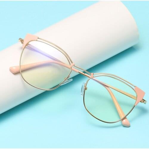 Blue Light Blocking Eyeglasses Thin Metal Cat Eye Glasses Frame Computer Glasses Anti-blu Ray Optics Eyewear Frames for Women
