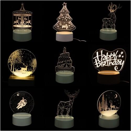 Unique Table Light Christmas Party Romantic LED Light Transparent Kids Bedroom Decor Ornament Glow Supplies Without Battery