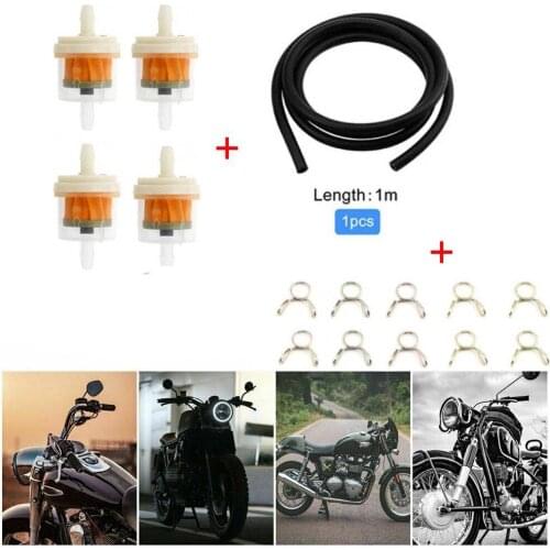 15pcs/set Universal Inline Fuel Petrol Filter Clips With Hose Pipe Quad Dirt Motorbike Replacement Accessories